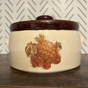 Vintage McCoy Pottery Strawberry Pineapple Country Soup Tureen 1421 70s Retro